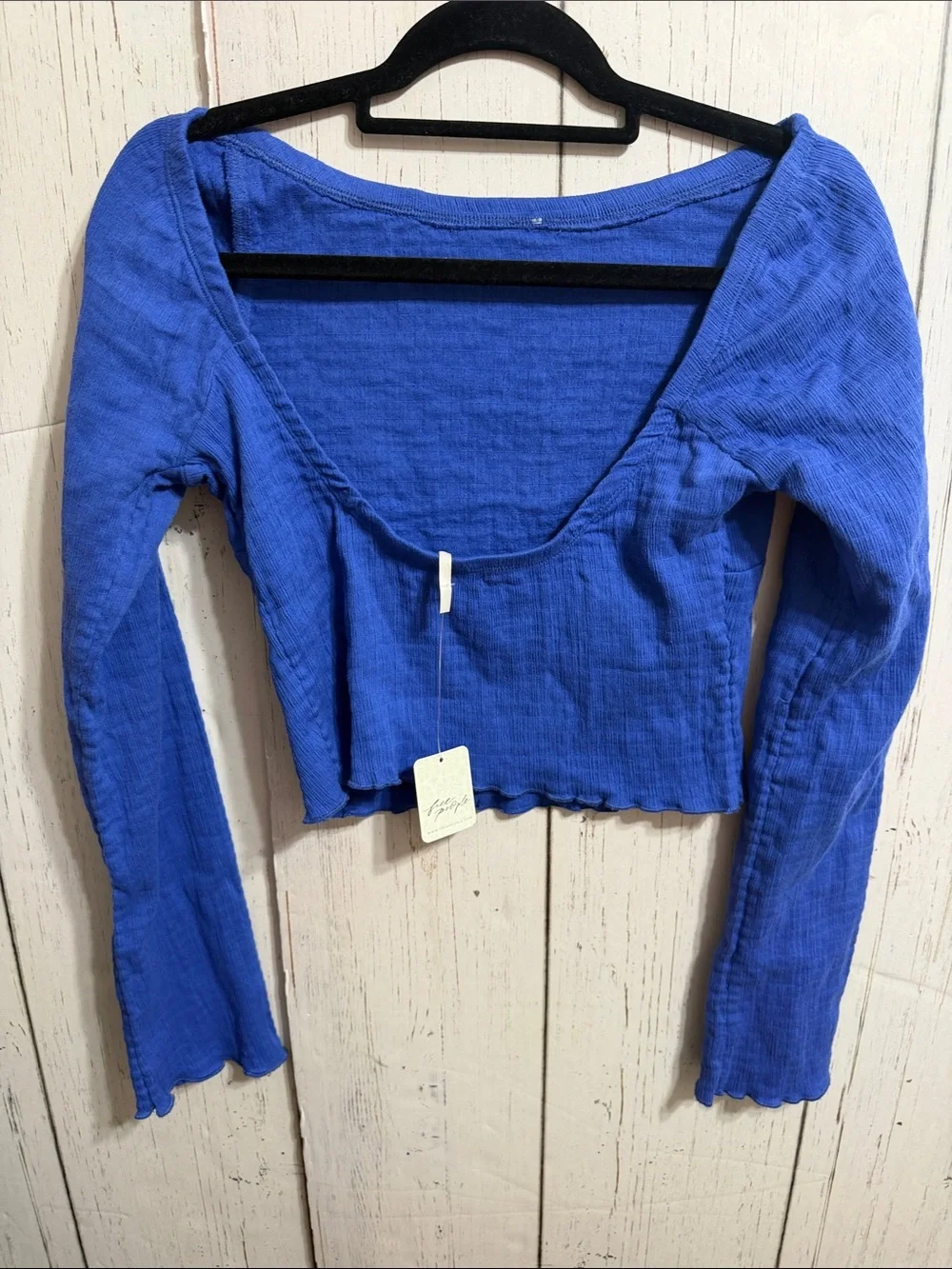 NWT Free People Low Back Baja Blue Long Sleevr